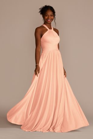 Mesh Bridesmaid Dress with High-Neck ...